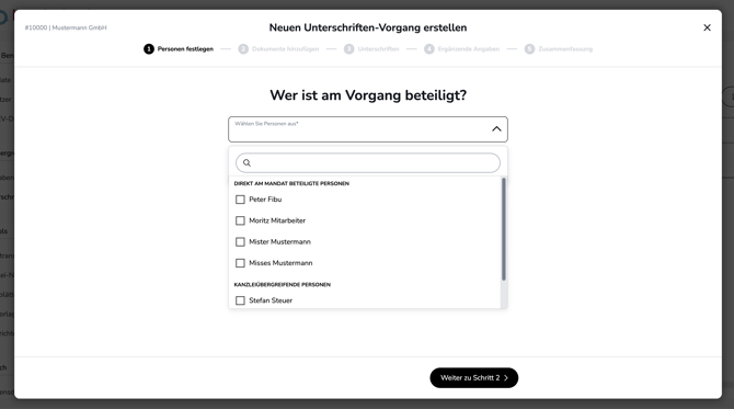 Beteiligte auswählen